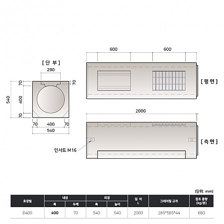 D400*2M (540*540*2000*70T)